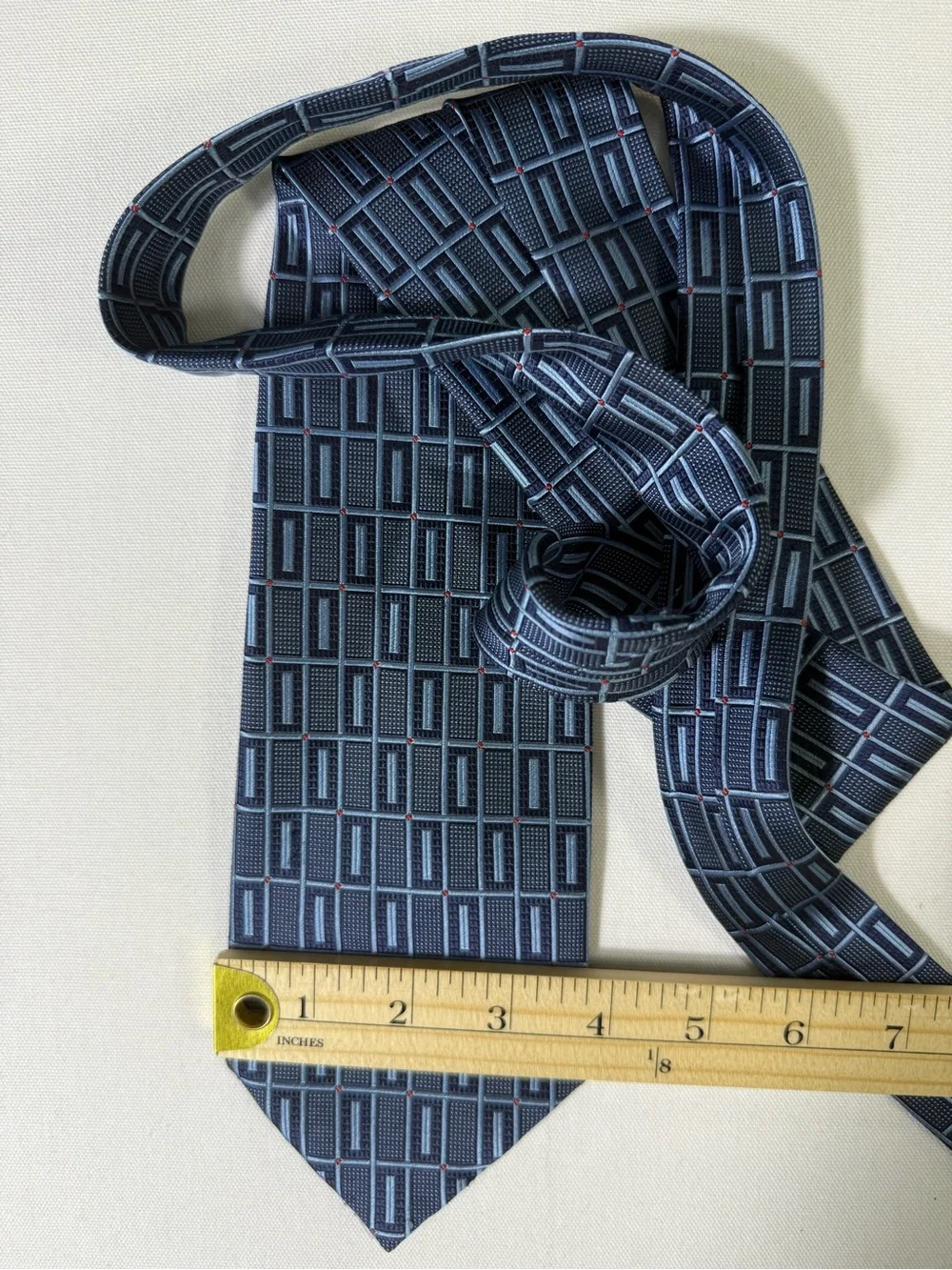 Piattelli Navy and Light Blue Geometric Silk Tie